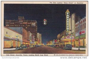 Texas Amarillo Polk Street The Bes Lighted Main Street In America 1944 Curteich