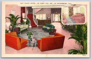 K22/ St Petersburg Florida Postcard Linen Interior Bay Plaza Hotel  252