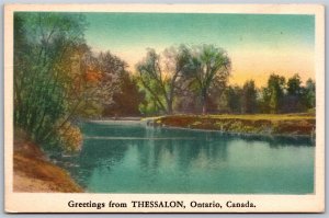 Postcard c1953 Greetings From Thessalon Ontario Scenic View Algoma District