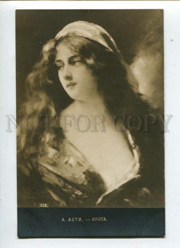 3111728 ANITA Lady w/ LONG HAIR by Angelo ASTI old PHOTO RUSSIA