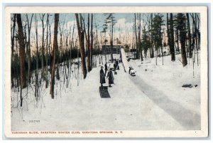 Saratoga Springs New York NY Postcard Toboggan Slide Saratoga Winter Club c1910