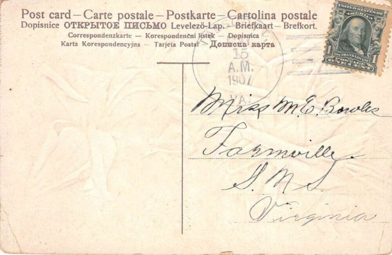 Tabscott Virginia Greetings Greetings Pink Roses Postcard AA110783