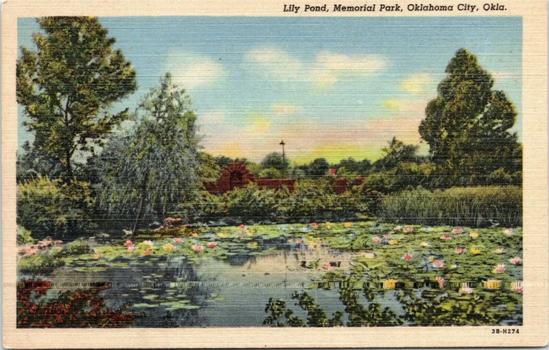 Lily Pond, Memorial Park, Oklahoma City postcard