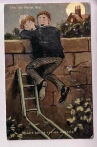 Man Holding Maid on Broken Ladder, Romantic Comic, England, Millar&Lang
