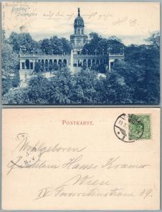 WROCLAW POLAND BRESLAU LIEBICHSHOHE 1899 GERMAN ANTIQUE POSTCARD w/ STAMP