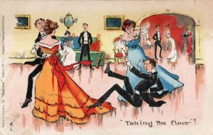 Misch & Stock The Ballroom Party Disaster Fall Antique Comic Postcard
