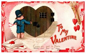 Valentine Child Policeman, knocking on door