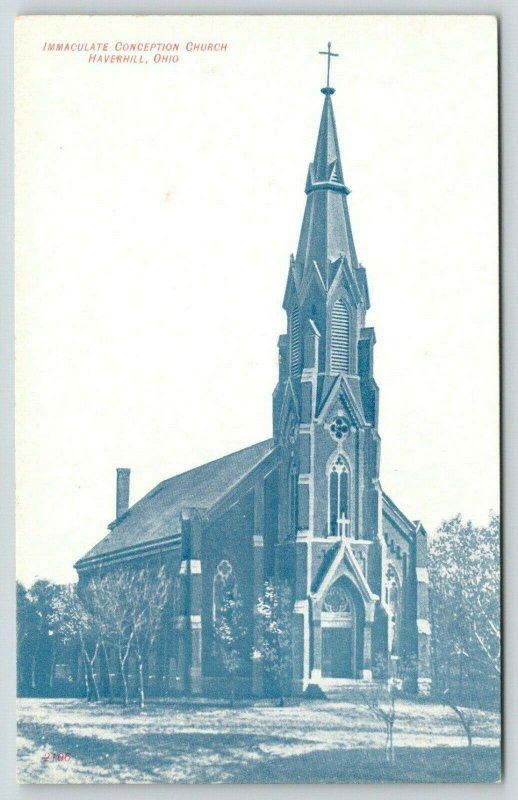 Haverhill Ohio~Immaculate Conception Church~Tall Steeple~c1910 Postcard 