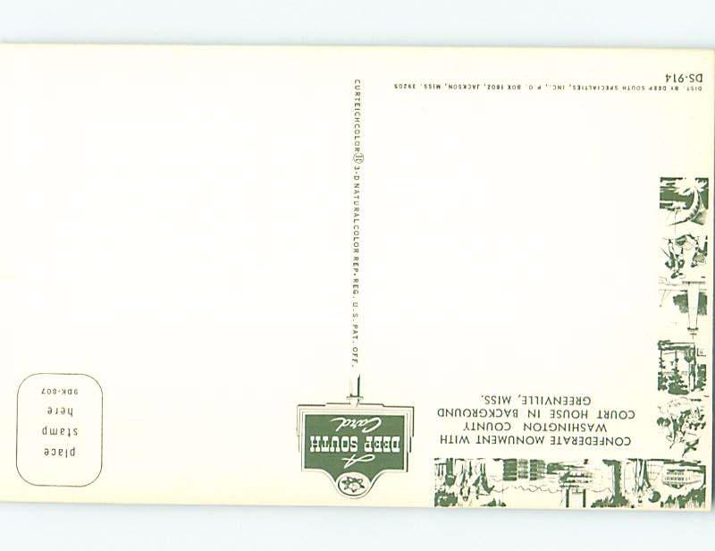 Unused Pre-1980 CIVIL WAR MONUMENT Greenville Mississippi MS F1767@