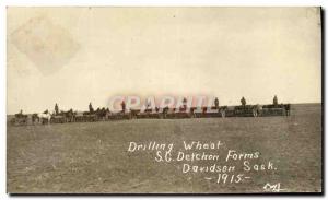 Old Postcard Drilling Wheat SG Detchon Farms Davidson, Sask 1915 TOP