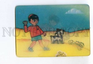 487156 USSR 1988 Bayramov cartoon golden boy lenticular 3D Pocket CALENDAR