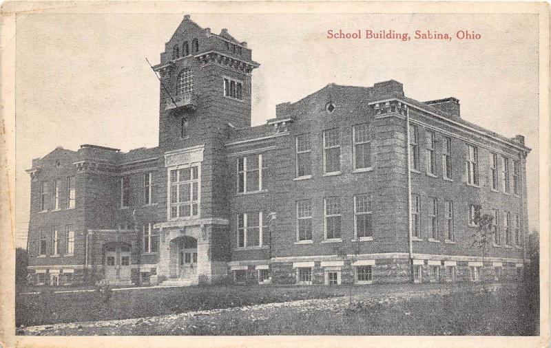 E49/ Sabina Ohio Postcard 1919 School Building Clinton County Wilmington