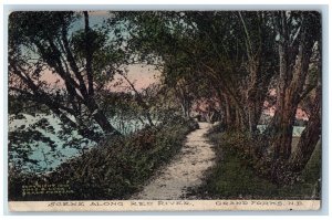 Grand Forks North Dakota ND Postcard Scenic View Along Red River 1909 Antique