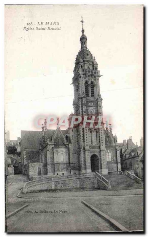 Old Postcard Le Mans Church of Saint Benoist