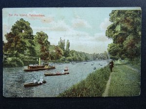 London TWICKENHAM Eel Pie Island showing Steam Paddle Boat c1906 Postcard