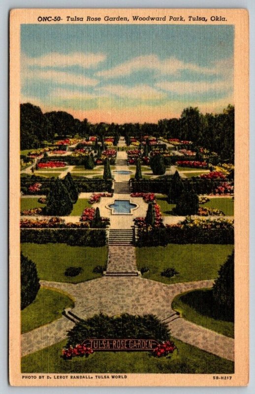 Vintage Oklahoma Postcard - Tulsa Rose Garden  Woodward Park