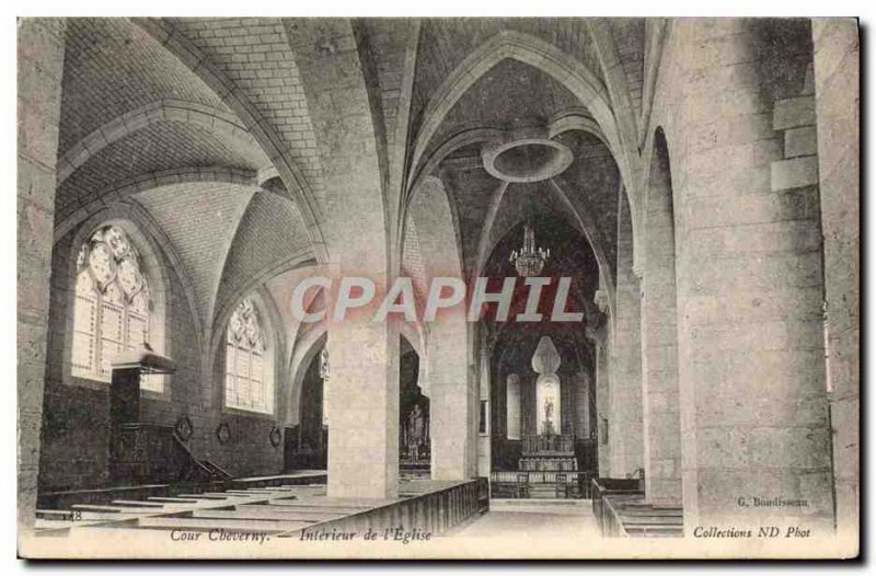 Old Postcard Cour Cheverny Interior From I & # 39Eglise