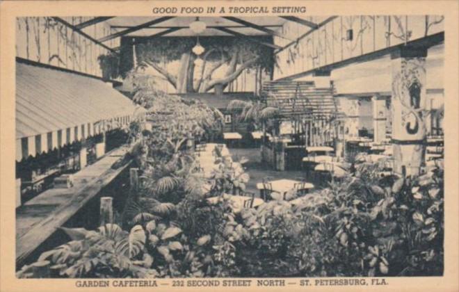 Interior View Garden Cafeteria St Petersburg Florida Curteich