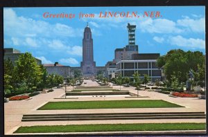 Nebraska LINCOLN State Capitol Building Pedestrian Mall Greetings from - Chrome