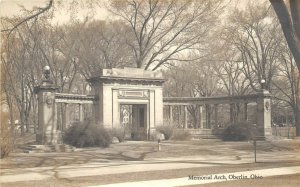 Oberlin Ohio 1940s RPPC Real Photo Postcard Memorial Arch