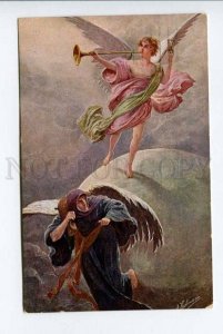 423119 ANGEL w/ Pipe by A. HARTMANN Vintage POLAND postcard