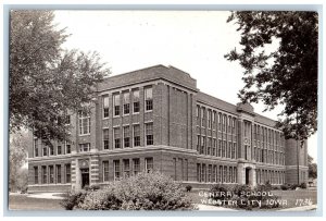 Webster City Iowa IA Postcard RPPC Photo Central School Building c1940's Vintage