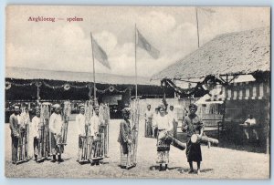 Indonesia Postcard Angkloeng Spelers Musical Instrument c1910 Antique Unposted