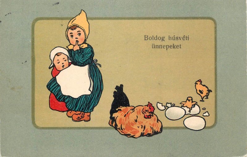 Holidays & celebrations seasonal greetings children henn eggs Hungary Easter