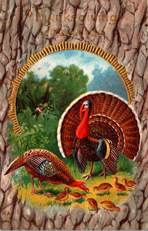 Thanksgiving Greetings With Turkey 1911