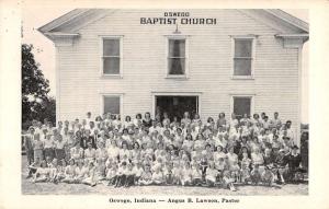 Oswego Indiana Baptist Church Group Antique Postcard K70850