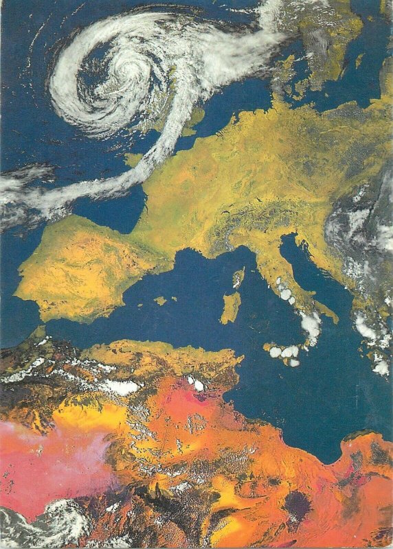 Europe map space postcard