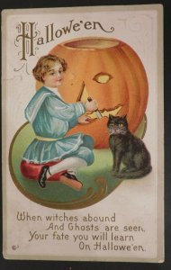 1918 Jack-O-Lantern Halloween Postcard Parsons, PA to Leehighton, Carbon Co, PA