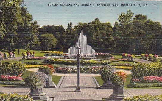 Sunken Gardens And Fountain Garfield Park Indianapolis Indiana 1956