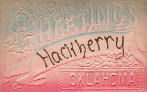 Vintage Postcard Greetings From Hackberry Oklahoma Simple Design Souvenir Card