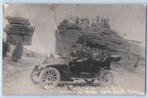 Colorado Springs CO Postcard RPPC Photo Balanced Rock Steamboat Rock Garden Gods