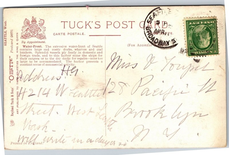 Postcard WA Seattle Raphael Tuck 2671 - Water Front