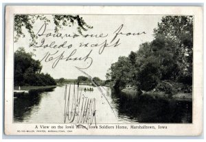 1908 A View On The Iowa River, Iowa Soldiers Home Marshalltown IA Postcard