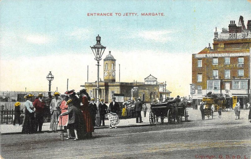 Jetty Entrance, Margate, Metropole Hotel Thanet, Kent, England ca 1910s Postcard 