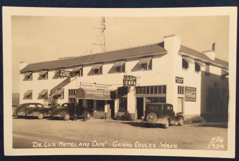 Postcard Unused DeLux Hotel & Cafe Grand Coulee WA Ellis 1924 LB