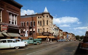 Columbia City Indiana IN Pick Up Trucks Classic Cars Vintage Postcard