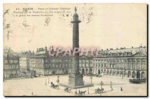 Old Postcard Paris Place and Vendome Column