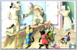 K48/ Mainzer Dressed Cat Cats Hartung c50s Postcard Comic L.I. Painting 219