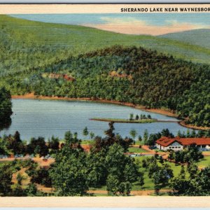 c1940s Waynesboro, VA Sherando Lake Birds Eye Blue Ridge Mountains Resort A234