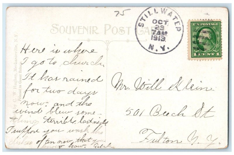 1913 Schoonmaker Memorial Presbyterian Church Stillwater New York NY Postcard 
