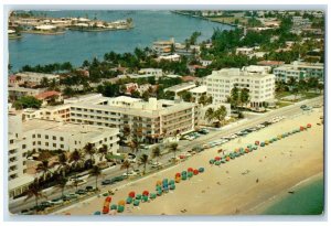 1957 Aerial View Oceanfront Hotels Fort Lauderdale Beach Florida FL Postcard