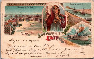 Egypt Port Said Souvenir D'Egypte  Litho Postcard C370
