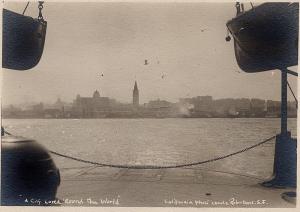 1917 San Francisco CA City Loved Round the World Ferry Tower Real Photo Postcard