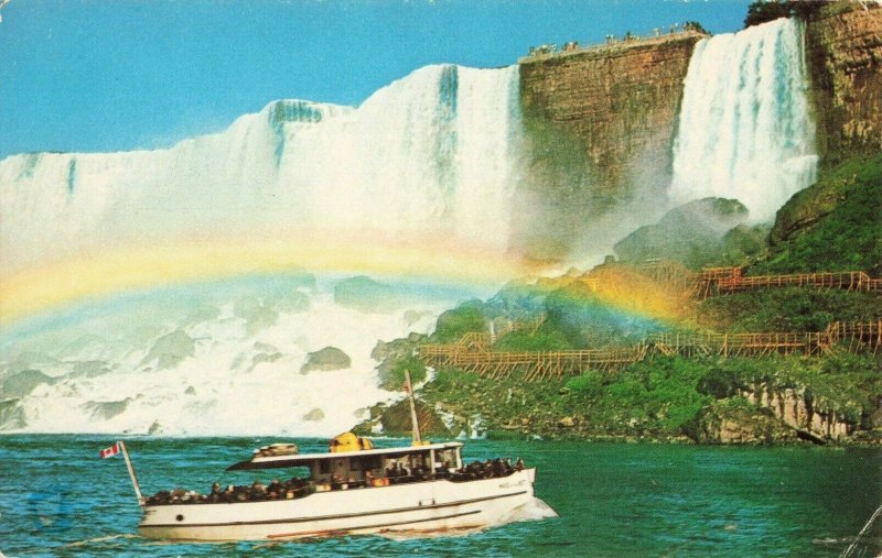 Postcard American Falls with Maid of the Mist Niagara Falls Canada 