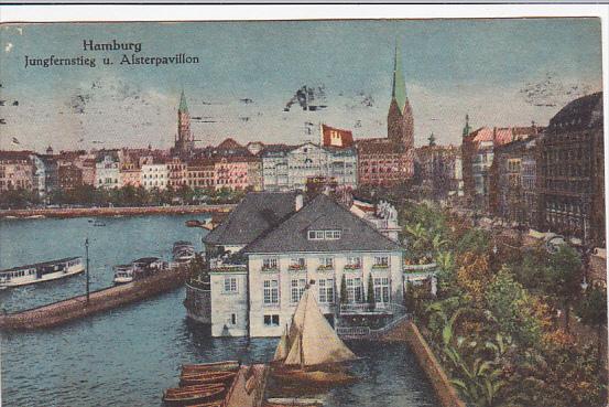 Germany Hamburg Jungfernstieg und Alsterpavillon 1918
