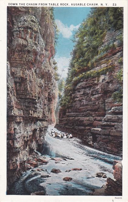 Boat Down Ausable Chasm from Table Rock - Adirondacks, New York - WB